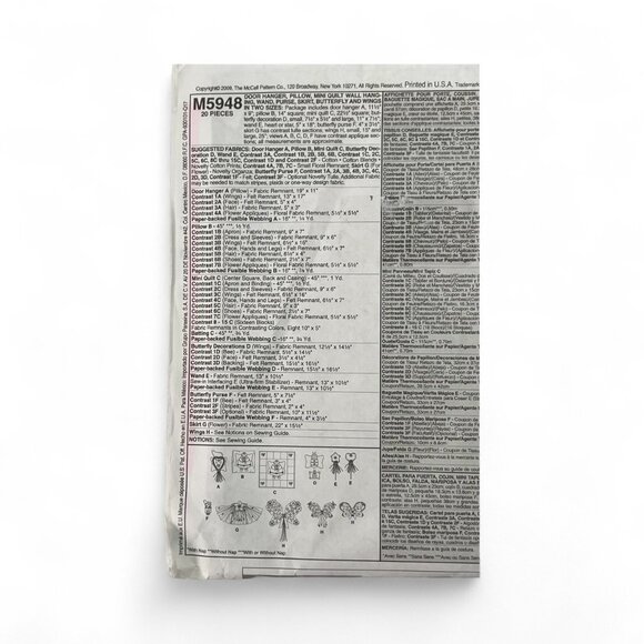 McCall's Crafts Sewing Pattern M5948 Butterfly Fairy  Child One Size FF Uncut - Picture 3 of 3